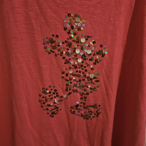 Disneyland Walt Disney World Plus Sequined Mickey Mouse Graphic Long Sleeve 2X - Picture 3 of 4